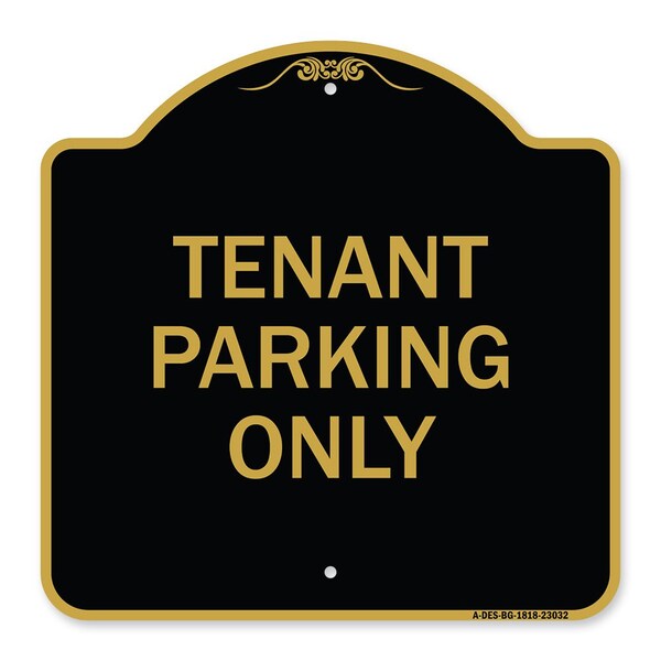 Reserved Parking Sign Tenant Parking Only, Black & Gold Aluminum Sign, 18" x 18", BG-1818-23032